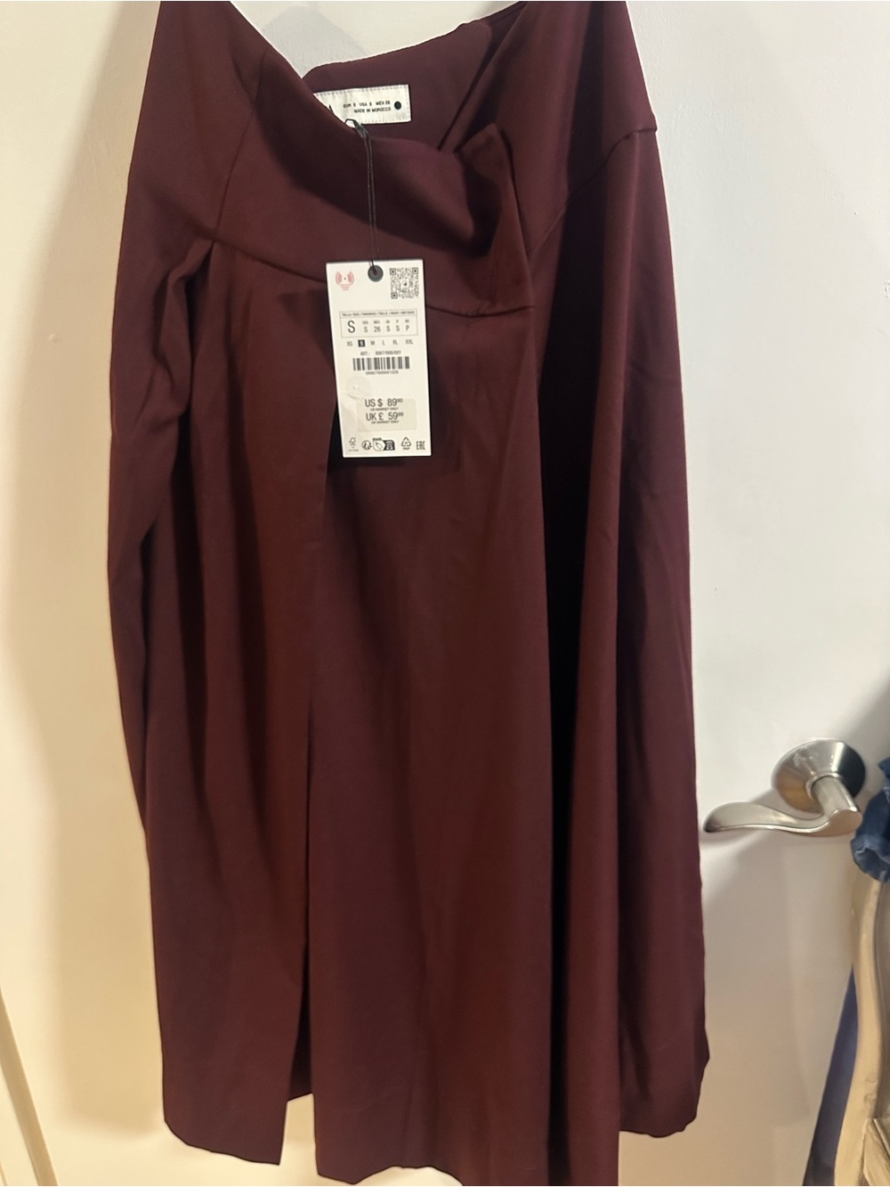 Zara Women's Wine Red Skirt - Elegant Midi